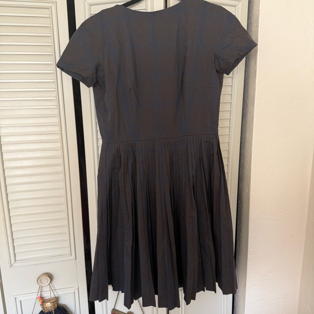 Elegant Black Pleated Dress Vintage 1950s 1960s